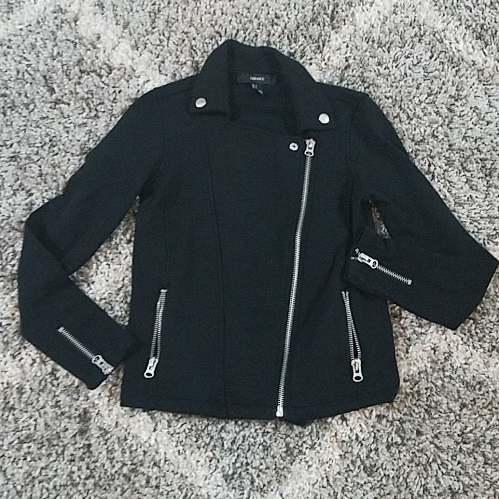 Forever 21 black knit moto jacket